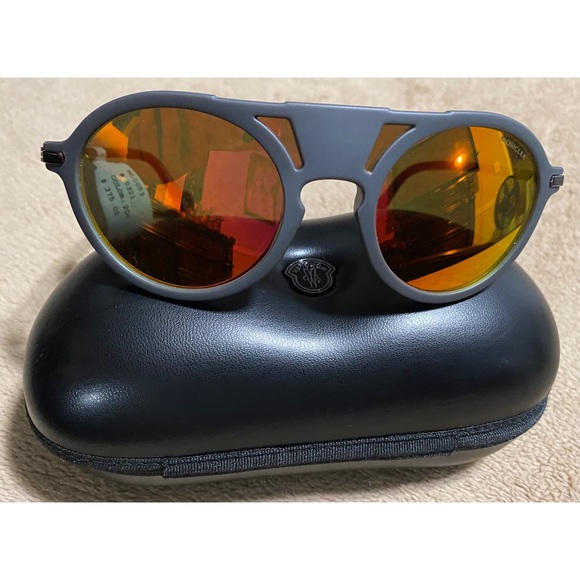 MONCLER Injected Pilot 51MM Sunglasses GREY/ORANGE NWT - Picture 10 of 10